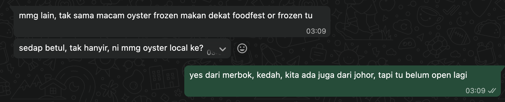 Customer testimonial - tak sama macam frozen oyster